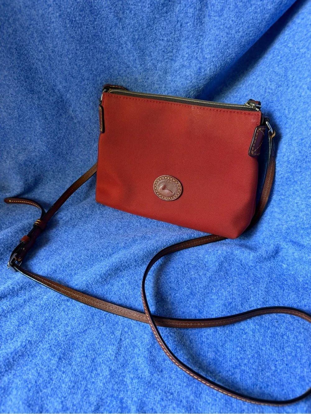 Dooney & Bourke Red Nylon Tote with Leather Logo Patch